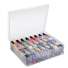48格美甲指甲油香精油收納盒透明塑料盒口紅收納盒手提化妝盒雙層
