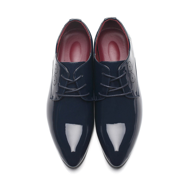 Wholesale of shiny leather men's shoes, Korean version pointed lace up trendy shoes