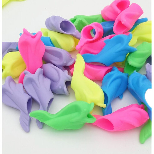 Candy color dolphin silicone pen grip corrector children's fish pen grip silicone high quality material non-toxic and odorless