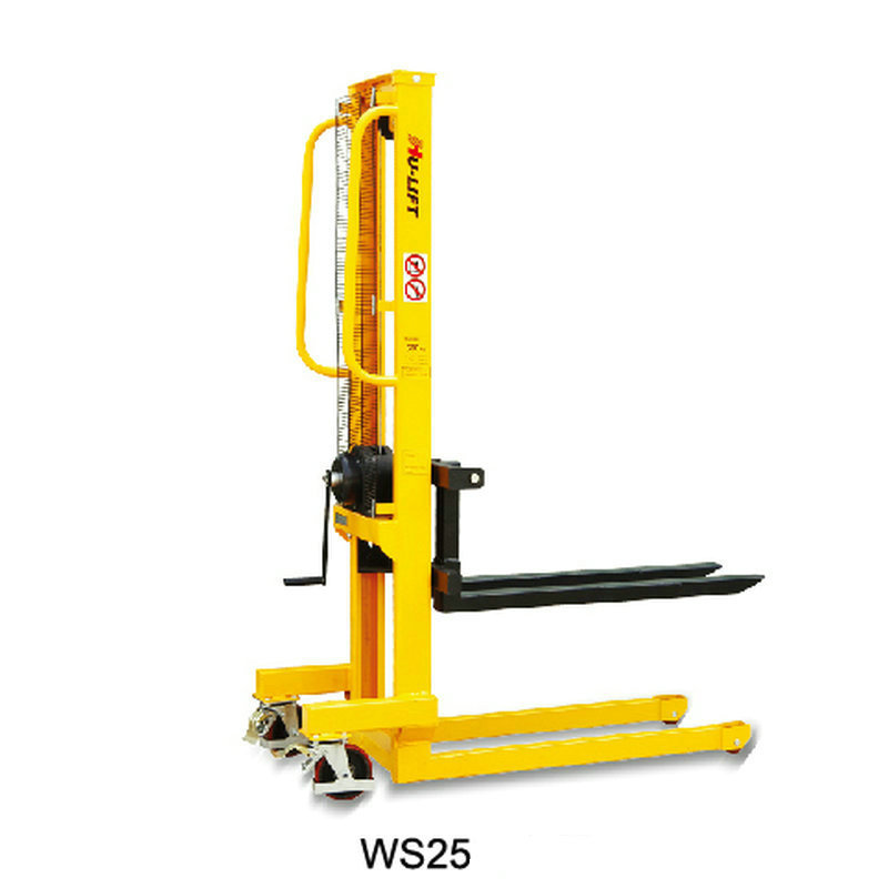 WS25虎力迷你手摇式堆高车 手动叉车机械搬运车 0.25T装卸车批发