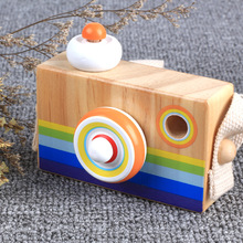 厂家直销新款木制单反照相机式万花筒多镜儿童益智玩具