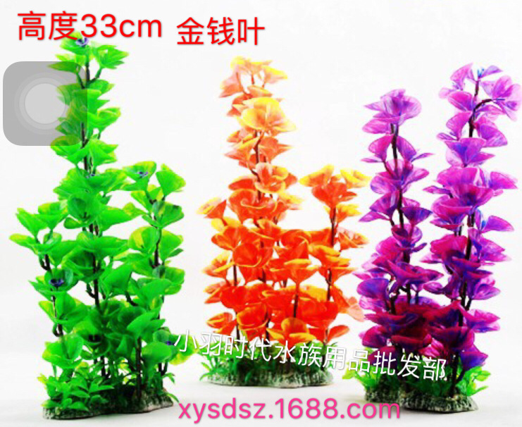 厂家直销水族箱鱼缸造景/仿真逼真塑料金钱叶水草/塑料工艺品/