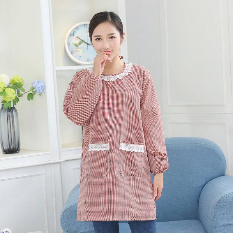 Estilo coreano moda delantal cocina impermeable a prueba de aceite salón de uñas leche tienda de té cafetería salón de belleza trajes de mujer adulta