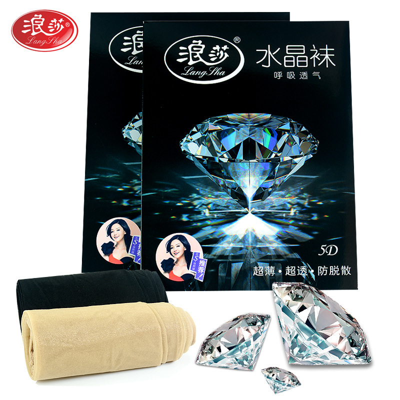 1732 浪莎正品防脱丝水晶丝袜 夏季性感超薄5D任意剪连裤袜子批发