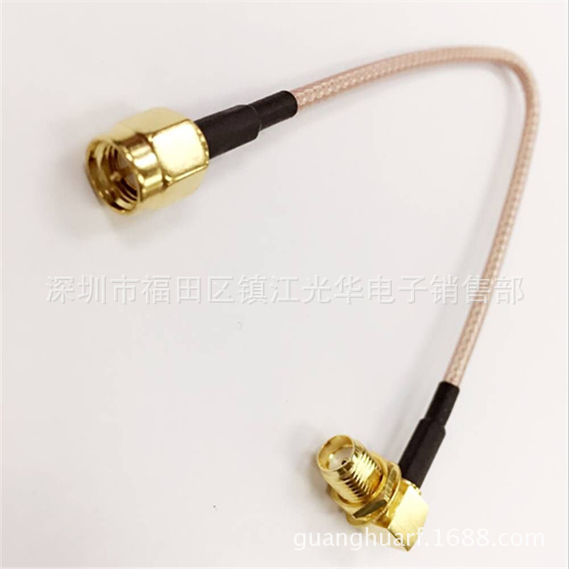 射频同轴转接线SMAJ转SMAKW SMA公头转SMA弯母头接RG316线长10cm