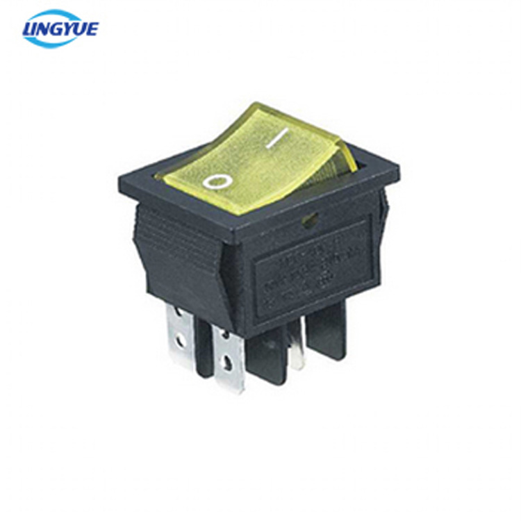 批发带灯跷板开关 4脚 黄色氖灯 15A 28VDC 10A 125VAC