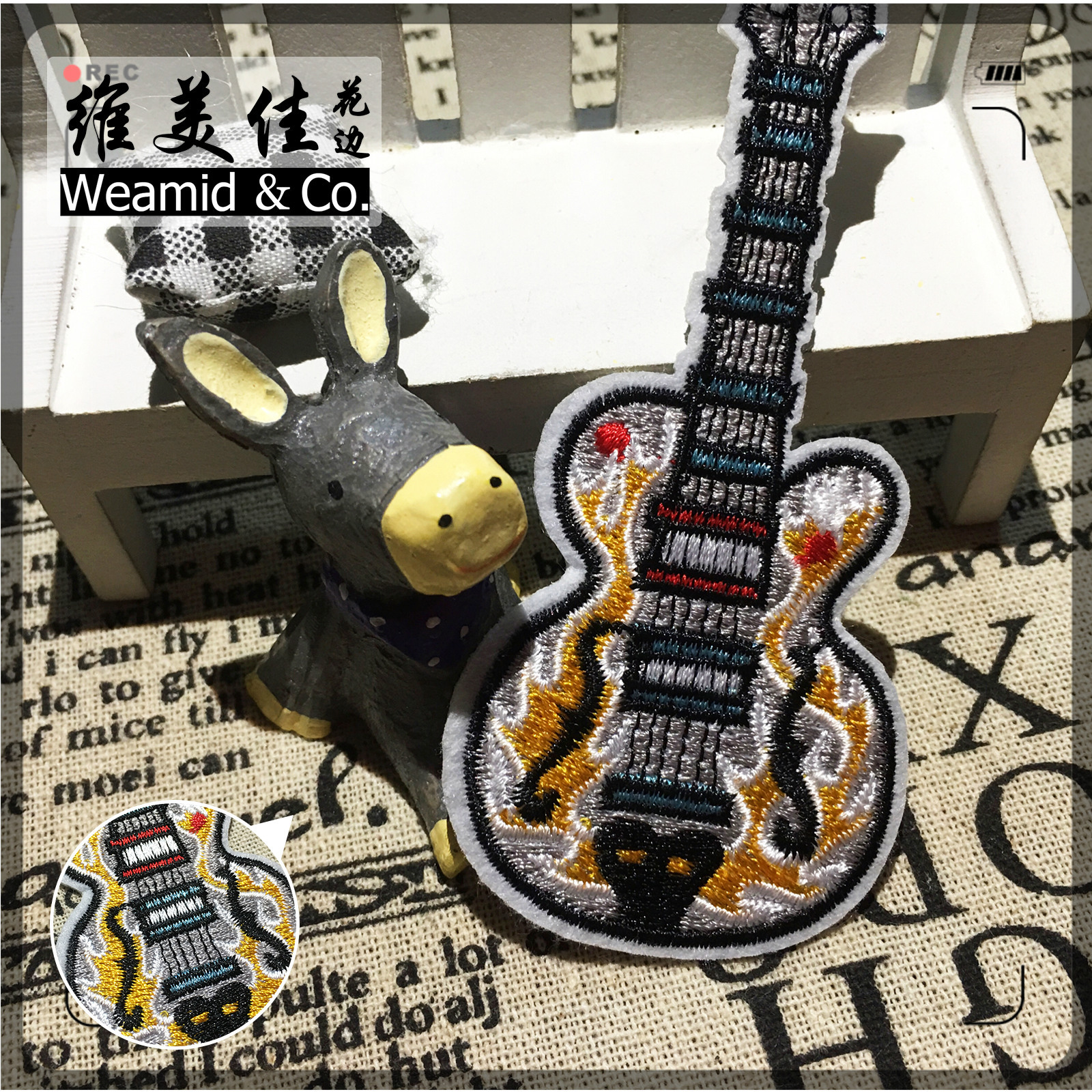 厂家直销 维美佳迷你彩色民族风吉他刺绣个性贴花补丁辅料现货热