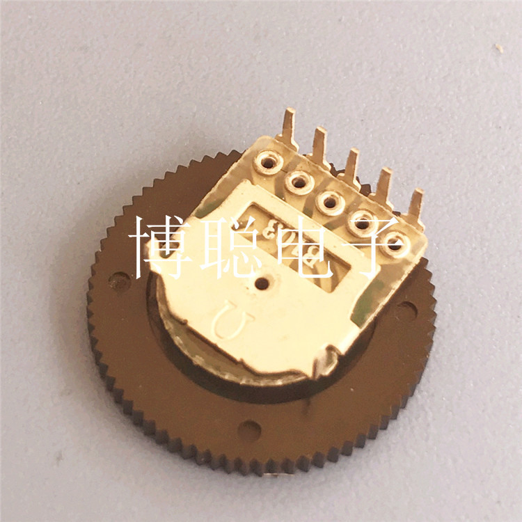 R1001G双联拨盘电位器 20*2.8音量开关电位器5PIN 黑色转盘电位器