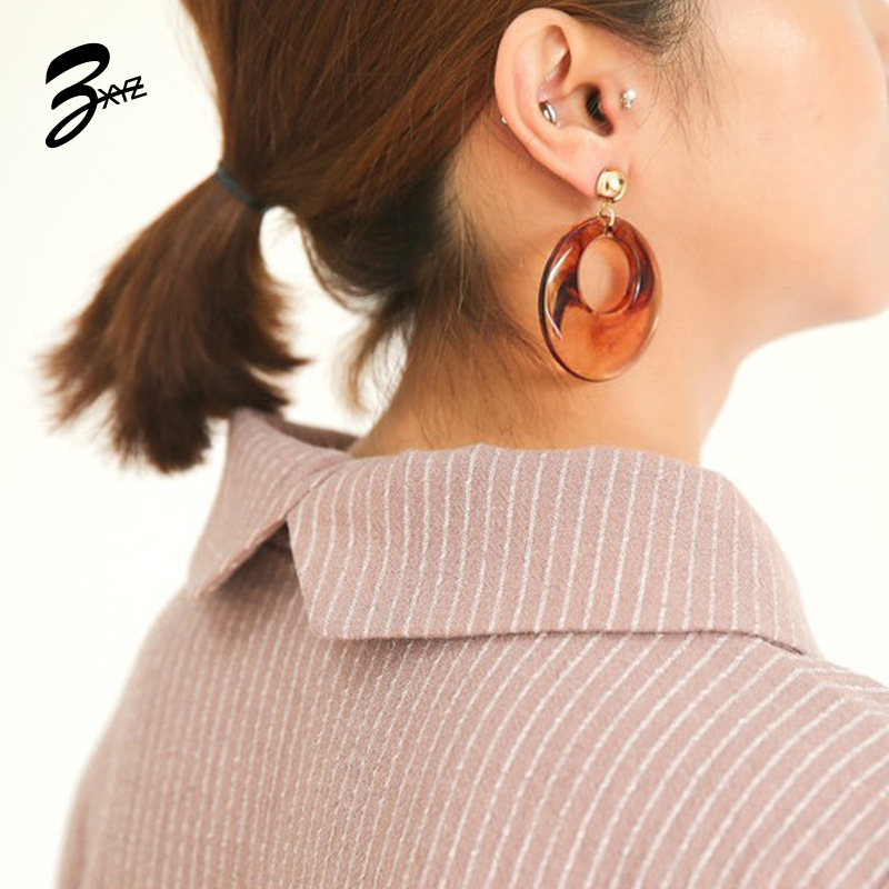 韩版新款水晶优选亚克力耳环 长款几何圆形圆环女生时尚耳饰耳環