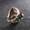 Retro jewelry, ring with stone, accessory for bride, European style, with gem, India