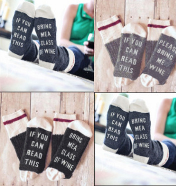 if you can BRING ME A GLASS OF WINE, cotton mid-length socks for men and women