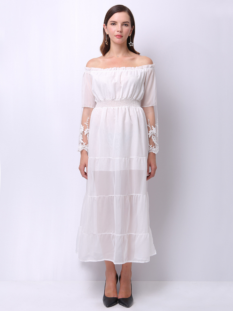 light white slim long-sleeved dress nihaostyles clothing wholesale NSJR70574