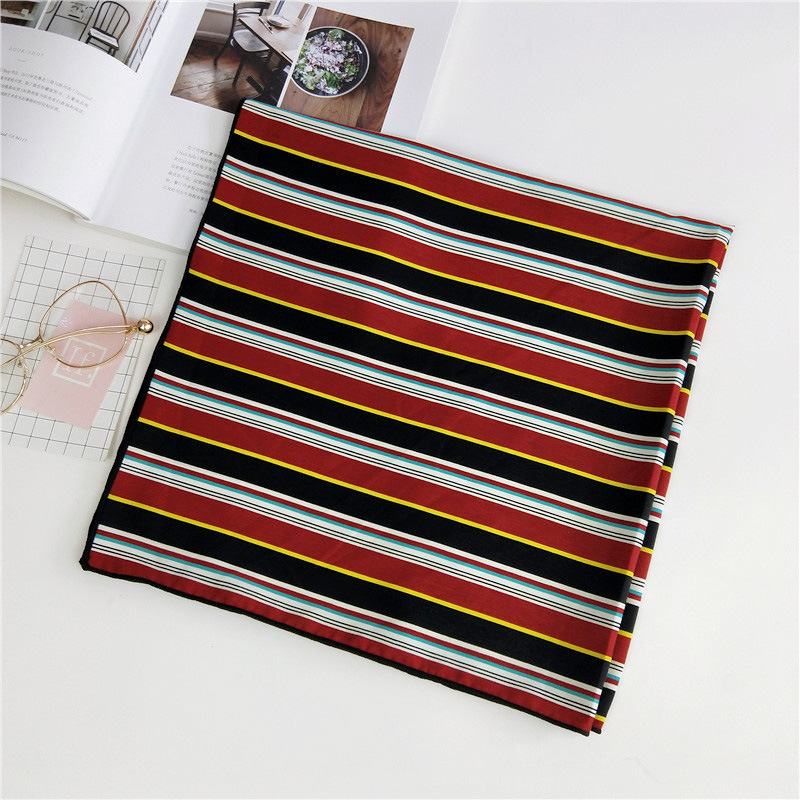 Small Square Scarf, New Printing Gift, Korean Stewardess Striped Turban display picture 2