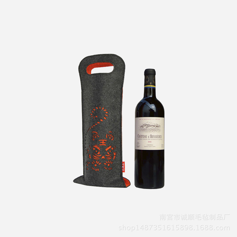 定制支持定做毛毡红酒袋 葡萄酒酒袋 毛毡广告酒类手提袋