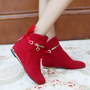 Bowknot candy short boots women’s flat bottomed short shoes sleeve winter boots