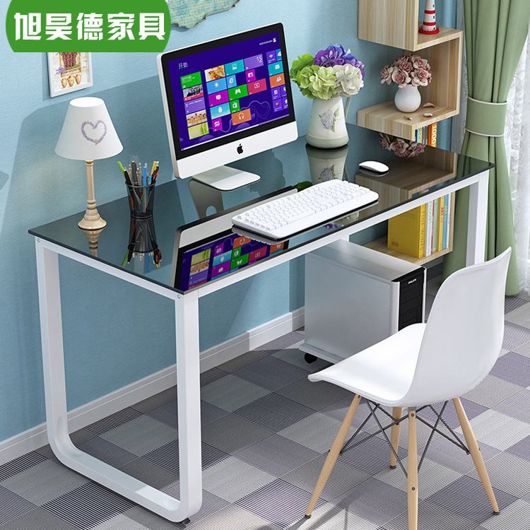 新款钢化玻璃电脑桌台式家用办公书桌简约书房学生写字学习桌批发