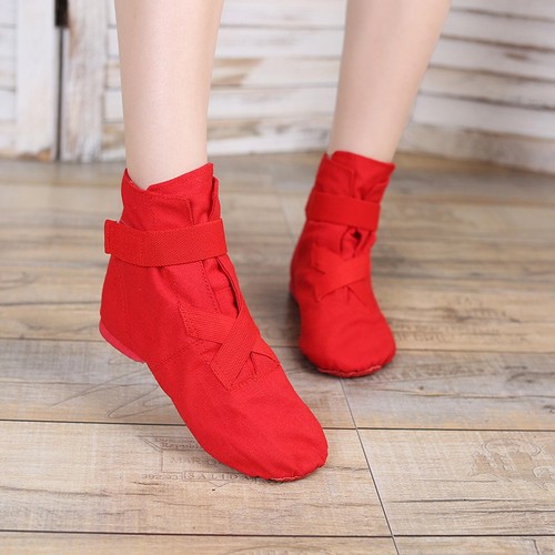 New Velcro High Top Adult Children's Canvas Jazz Boots Soft Soled Dance Shoes Practice Shoes Women's Dance Shoes Ballet Shoes