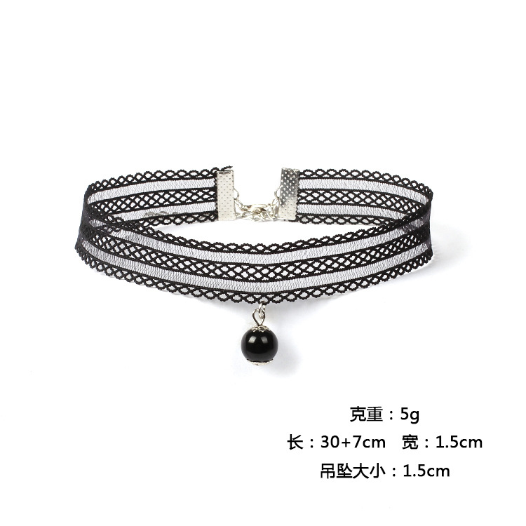 6g Weight Necklace Classification Wedding, Travel Occasion Lock Pattern Women'S Gender Fashion Style Pink, Black Color Lace Collar Women's Choker Collar Necklace Combination Set Hot-selling 9