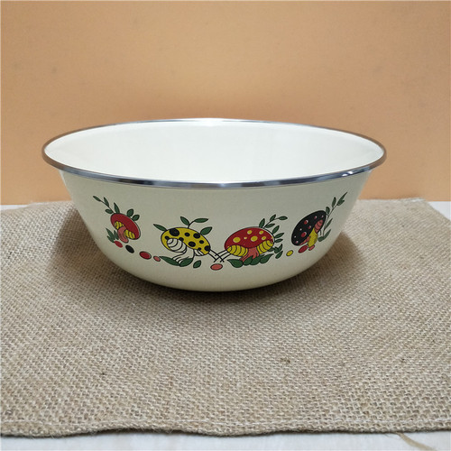 Old-fashioned enamel mixing bowl enamel salad bowl enamel bowl instant noodle bowl Ajiao bowl soup enamel bowl enamel rimmed bowl