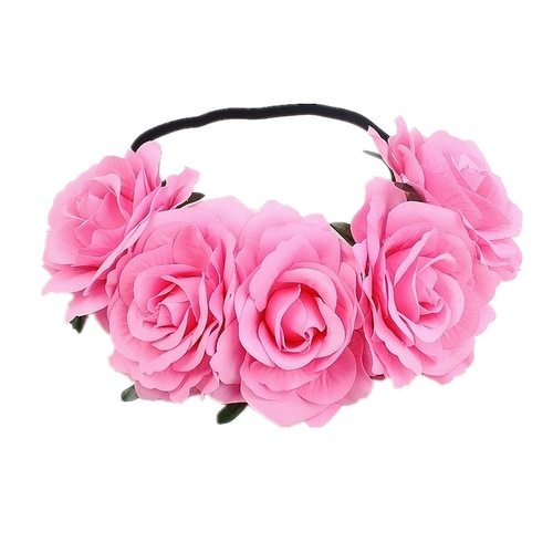 Cross-border rose hairband European and American Bohemian holiday red simulated flower headband holiday party headdress for women