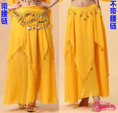 Indian dance performance performance practice clothing skirt adult performance clothing belly dance skirt new chiffon pendant coin skirt