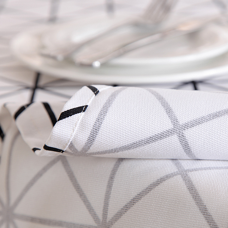 Modern Geometric Tablecloth Cotton Canvas For Kitchen And Dining_voghion.com