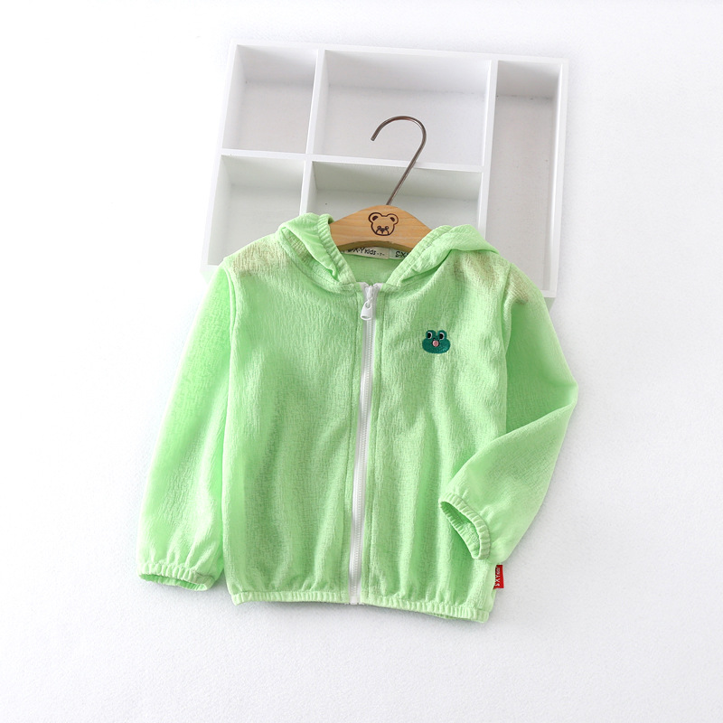 夏季新款童装 儿童卡通刺绣防晒服男女童防晒衣 拉链空调衫童外套|ms