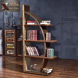 时尚个性书架工业风复古家具设计师创意展示架办公置物架书房书架