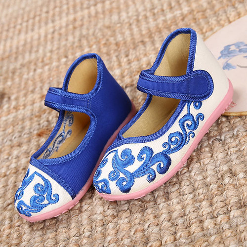 Xiangyun Girls' Embroidered Shoes, Old Beijing Fabric Shoes, Children's Ethnic Style Traditional Fabric Shoes, Dance Performance Children's Shoes