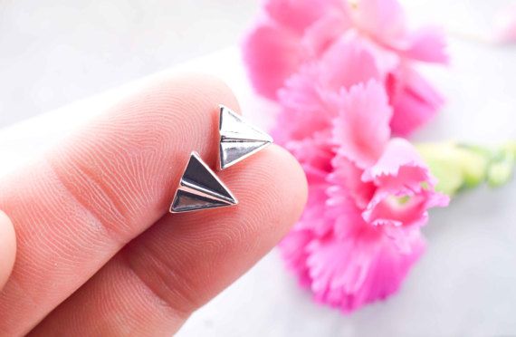 New Cute Mini Airplane Earrings Alloy Plated Gold Silver Paper Airplane Earrings Wholesale display picture 14