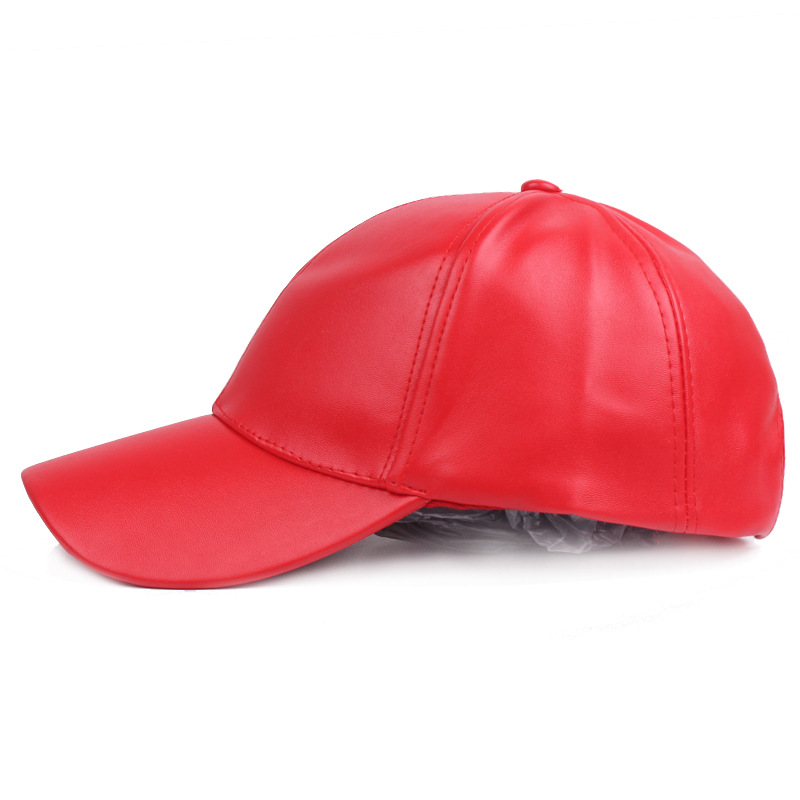 Leder Duckbill Cap Light Board Baseball Cap Herren und Damen Leder Cap Herbst PU Cap Monochrom Damen Modische und vielseitige Reise Cap_voghion.com
