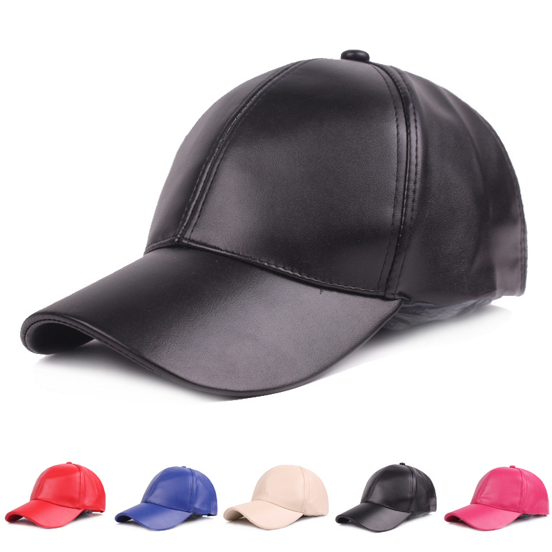 Leder Duckbill Cap Light Board Baseball Cap Herren und Damen Leder Cap Herbst PU Cap Monochrom Damen Modische und vielseitige Reise Cap_voghion.com