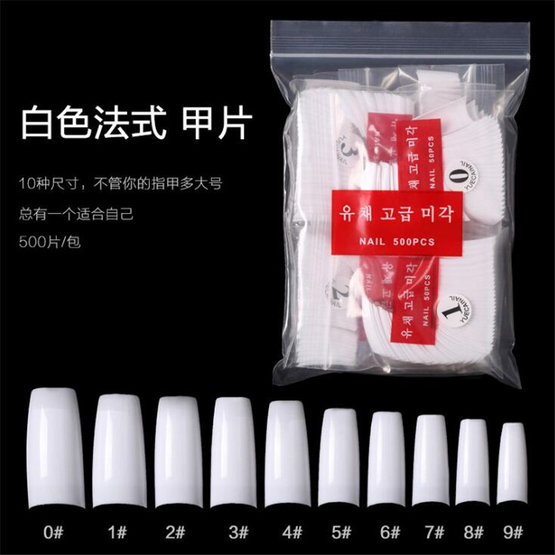 Arte de uñas de alta gama de piezas de uñas al por mayor 500 piezas blanco pasta completa media pasta pieza de uñas de extensión fototerapia francés pieza de uñas