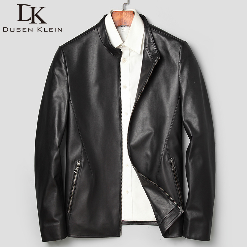 DK男装真皮皮衣立领海宁头层绵羊皮夹克男士外套薄款修身短款青年|ms