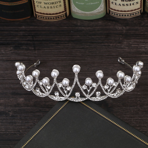 Crown Bride Headpiece New Version Water Diamond Round Crown High-end Wedding Dress Matching Wedding Accessories Performance Korean Style Grand Crown