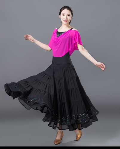 Ballroom dance skirt for women modern national standard dance big swing practice show long skirt