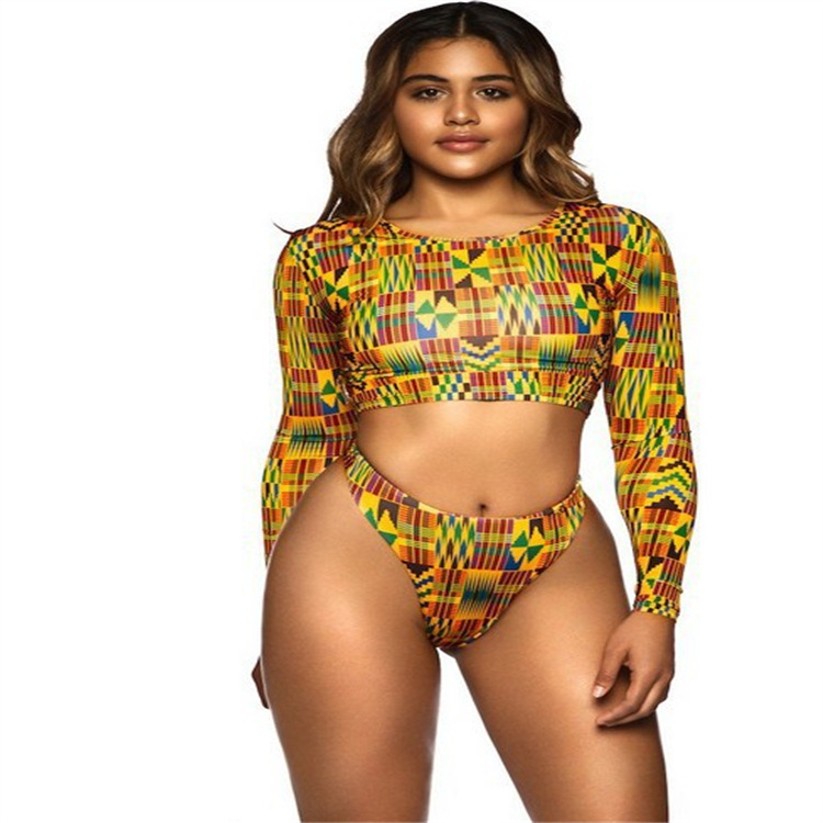 print long sleeve split bikini NSHL42881