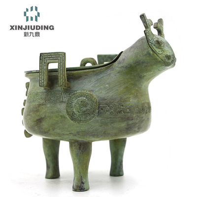 仿古青铜器 大型铜雕塑定制 开业乔迁礼品 办公家居复古摆件牺鼎|ru