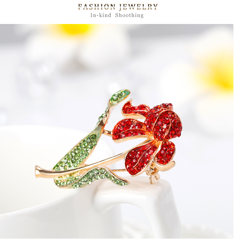 Temperament Alloy Diamond-studded Rhododendron Flower Brooch display picture 8