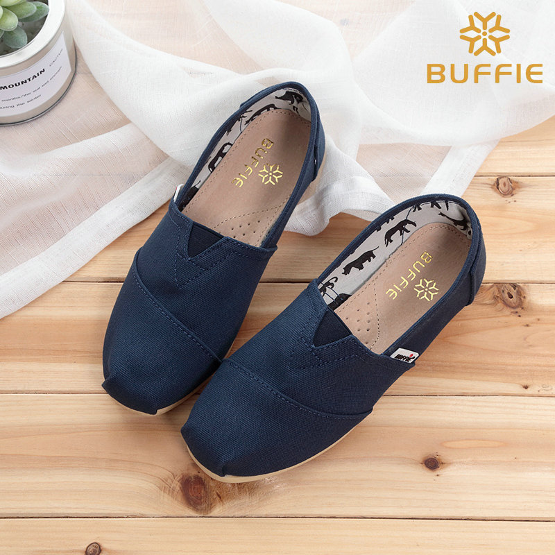 Envío gratuito zapatos planos de tela cómodos casuales de color sólido superficie de lona baja punta cuadrada ligera resistente al desgaste antideslizante zapatos de mujer