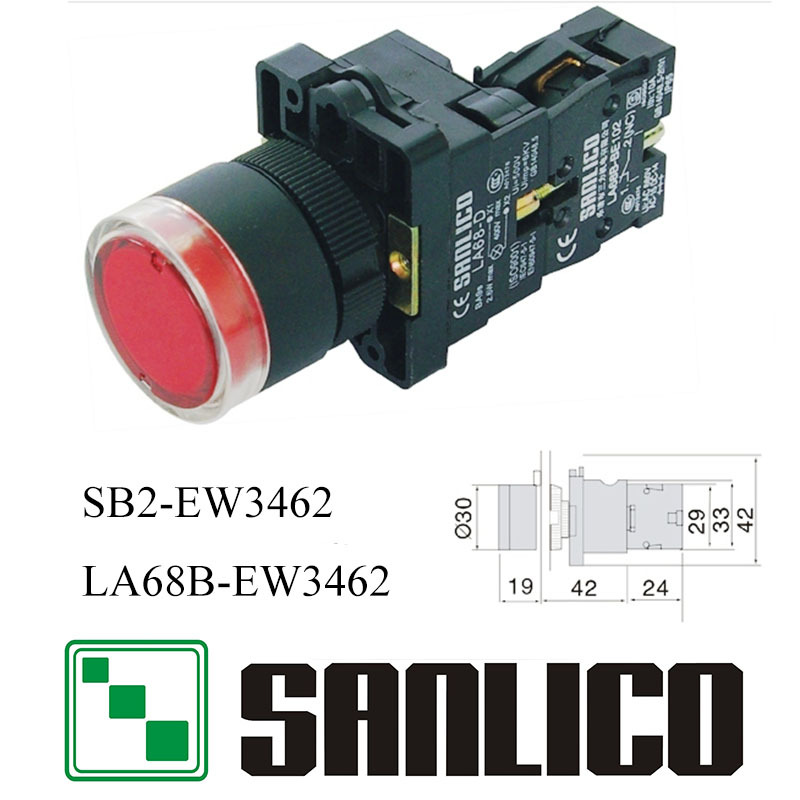 塑料电源启停带灯LED自复位按钮开关XB2 SB2 LA68B-EW3462 EW3361