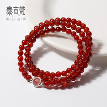 S925銀手鏈韓版時尚包珠草莓晶多圈紅瑪瑙手鏈女飾品批發C0102