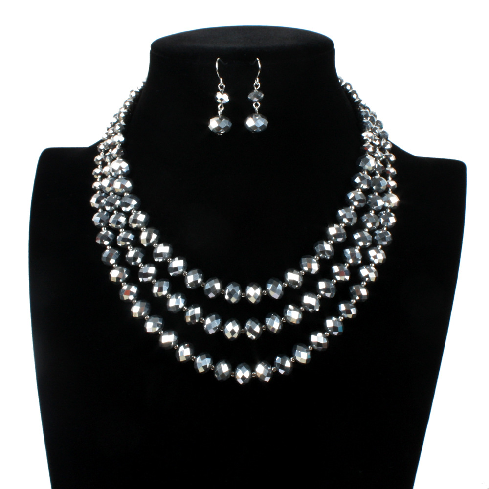 Occident and the United States Glassnecklace (Silver)NHCT0106-Silver
