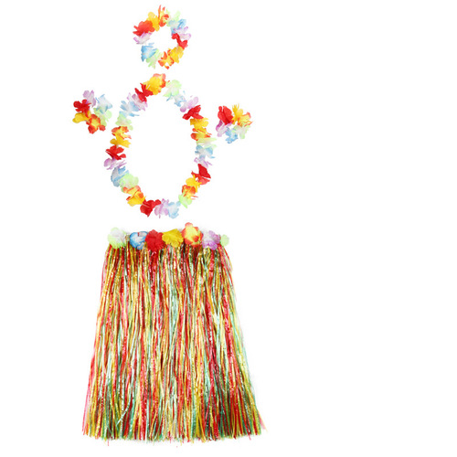 Halloween Christmas Hula Dance Performance Costume Hawaiian Adult and Children Grass Skirt Set of 5 Adult Grass Skirt