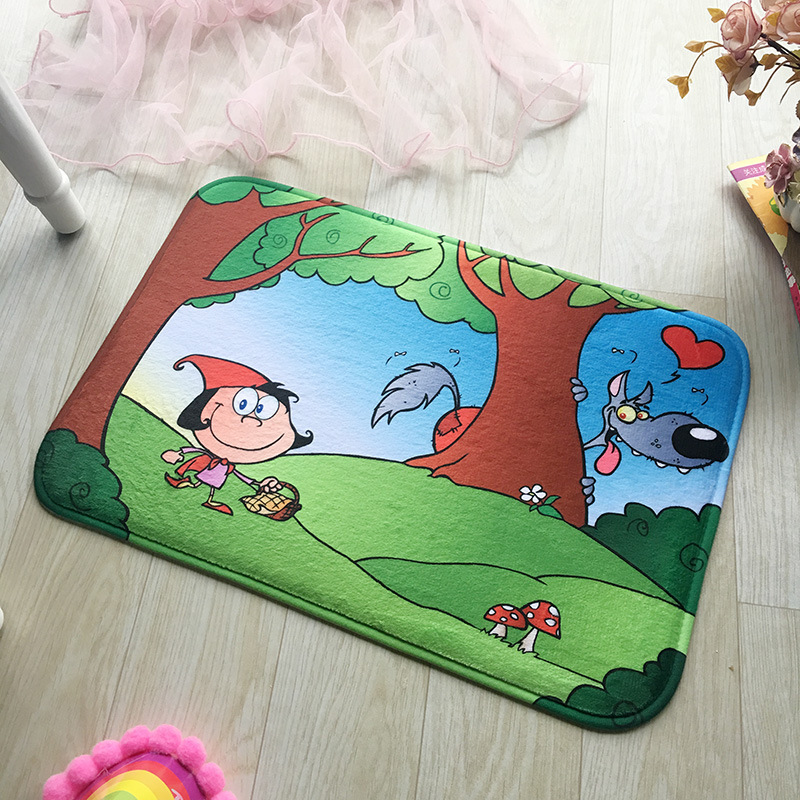 Flannel Printed Children Cartoon Floor Mat Bedroom Carpet Toilet Water Absorbent Anti-slip Mat Door Mat Door Mat