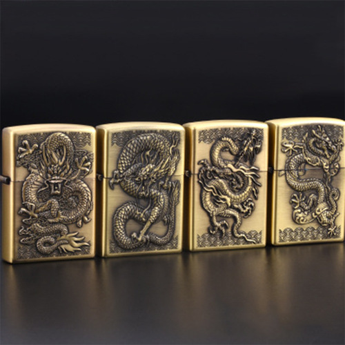 JT6117 Jian Tai Coal Oil Sandpaper Manufacturer Wholesale Creative Dragon Carved Windproof Lighter