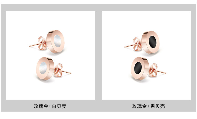 Titanium&Stainless Steel Korea Geometric earring(Rose gold + white shell) NHOK0075-Rose-gold-white-shell