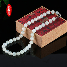 玉石项链 玉石手工制作 辽宁岫玉手编项链 DIY饰品项链 38粒圆珠