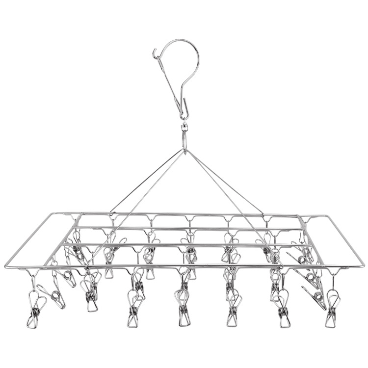 不锈钢袜架 方形50夹防风多用途创意衣架晾晒衣架多夹子 袜架定制|ru