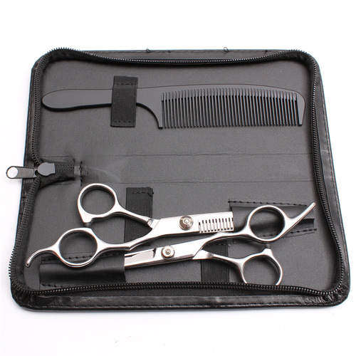 Black Hair Scissors Case, Hair Cutting Scissors Kit, 2-Piece Tool Set, No Logo